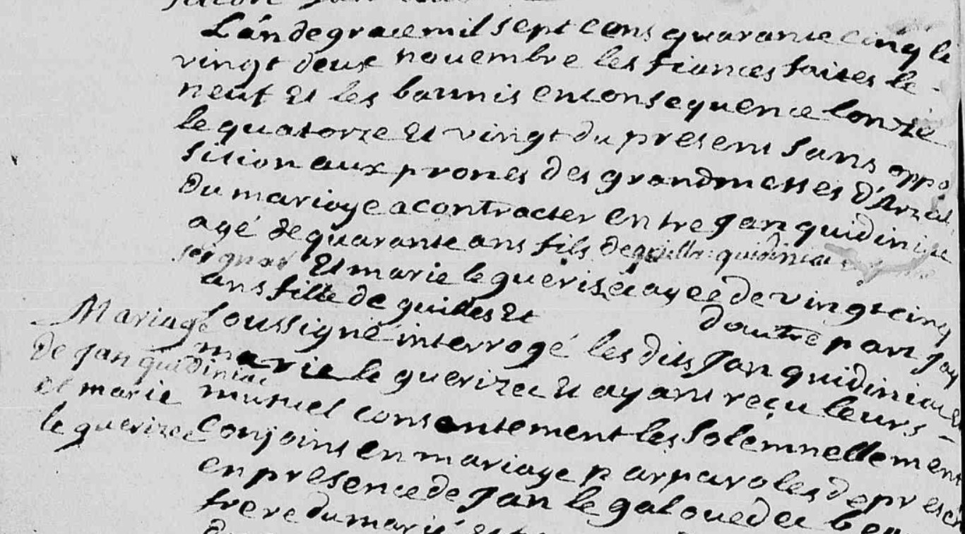 Mariage Quidiniac Jan - Le Guerizec Marie 22_11_1745 -1.jpg